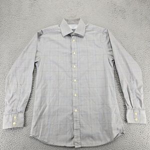 Charles Tyrwhitt Shirt Mens 14.5-37 Grey Plaid Slim Fit‎ French Cuff Long Sleeve
